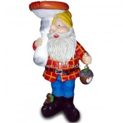 Deko - Figur Gartenzwerg mit Eichel - Laterne und Pilz
