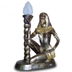 Deko - Figur Ägyptische Frau kniet neben Lampe