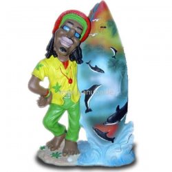 Dekorations - Figur Jamaikanischer Mann mit Surfboard