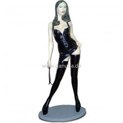 Deko - Figur Lady im Lack - Kleid  und mit Lack - Stiefeln