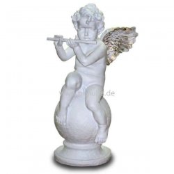 Dekorations - Figur Engel sitzt mit Querflöte auf Kugel