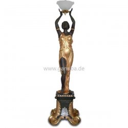 Dekorations - Figur Schöne Dame mit Lampe auf Podes