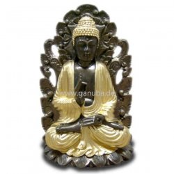 Heiligen - Skulptur Buddha vor dekorativem Hintergrund