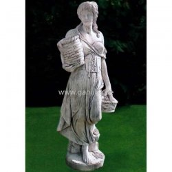 Weiße Gartenfigur Frau mit Körben - Statue Zinola