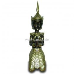 Statue Asiatischer Buddha mit spitzer Kopfbedeckung