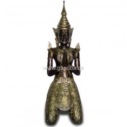 Skulptur Asiatischer Buddha mit Turm - Kopfschmuck
