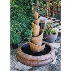 Gartenbrunnen - Oval Quintet mit rundem Becken  - Brunnen