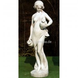 Weiße Garten-Figur Steinfigur - Wasserträgerin mittel