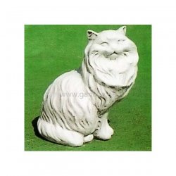Weiße Dekofigur für den Garten Steinguss-Figur - Katze Bedonia