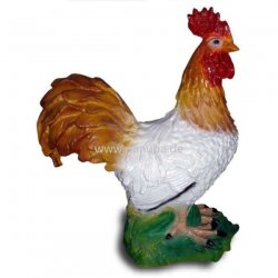 Vogel - Dekofigur Schöner Hahn auf grüner Wiese