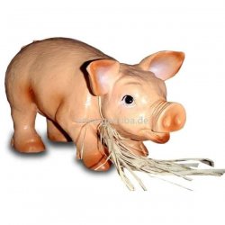 Dekorations - Figur Schweinchen mit Stroh - Halsband