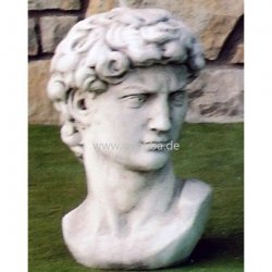 Weiße Gartenfigur Steinguss-Büste - David