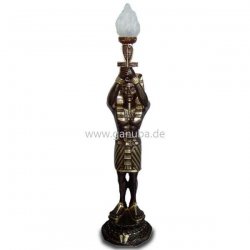 Deko - Figur Pharao hält Fackel - Lampe über seinen Kopf
