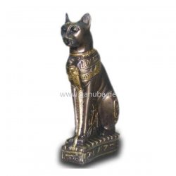 Tier - Dekofigur Katze sitzt auf Hieroglyphen - Podest