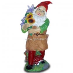 Garten - Figur Laufender Gartenzwerg mit Blumenstrauß