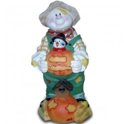 Skulptur Farmer mit Kürbissen