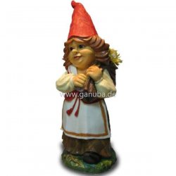 Dekorations - Figur Gartenzwerg - Frau mit Blumenstrauß