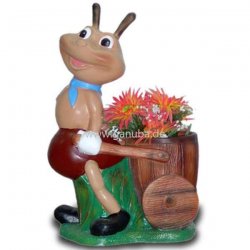 Dekorations - Figur Ameise zieht Blumen - Karre