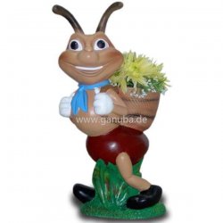 Tier - Skulptur Ameise mit Blumen - Tragekorb