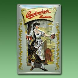 Werbeschild Budweiser beige