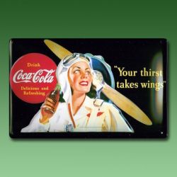 Reklameschild Coca Cola - Fliegerfrau
