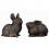 Bronze-Figur Zwei sitzende Hasen