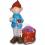 Deko - Figur Wichtel mit Marienkäfer und Blumentopf