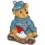 Dekorations - Figur Teddy - Bär spielt mit einem Haus