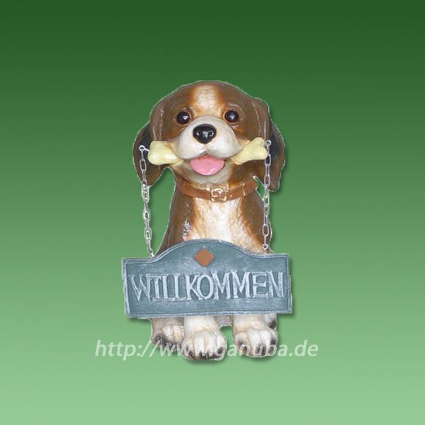 Hund Hausdackel Figur Dekofigur Aufstellfigur Fan Club Türschild Willkommen  Deko