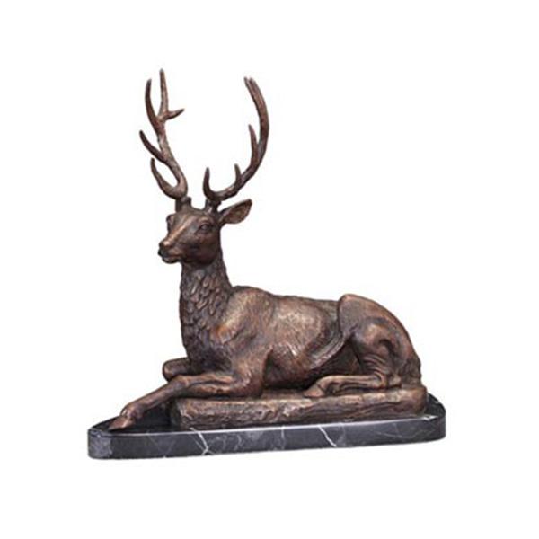 61 cm Jagd Skulptur Figur Bronze teilpoliert stehender Hirsch 