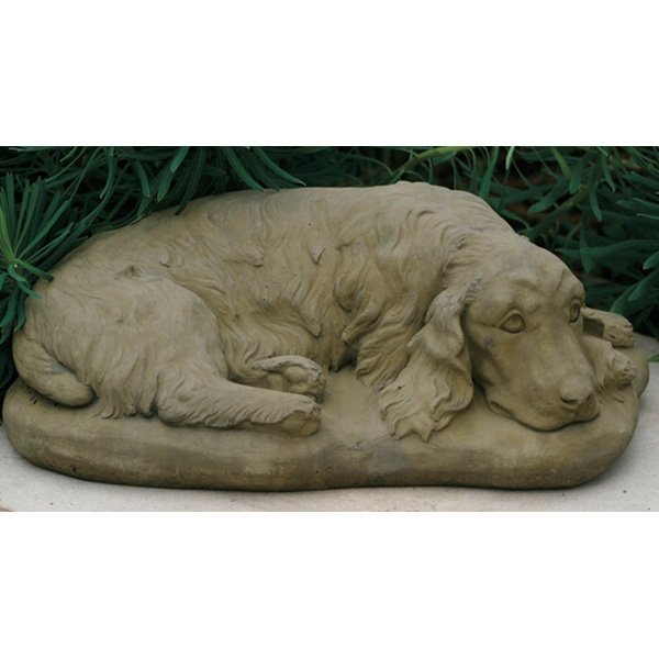 Hund Welpe groß Tier Skulptur Figur Kunst Sandstein Look Steinguß S 16 ROT