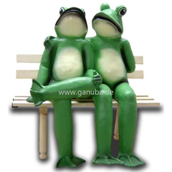 Deko - Figur Frisch verliebtes Frosch - Paar auf Bank