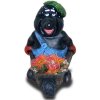 Tier - Figur Maulwurf mit Mütze schiebt Blumen - Karre