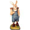 Tier - Skulptur Osterhase mit Jeans - Latzhose