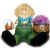 Deko - Figur Sitzender Farmer mit Blumen - Bierfass