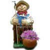 Deko - Figur Farmer mit Zaun und Kürbis - Blumentopf