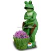 Dekorations - Figur Frosch mit Schilf - Blumentopf