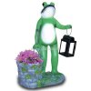 Tier - Skulptur Frosch mit Stein - Blumentopf und Laterne