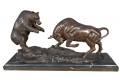 Bulle und Bär, die Symbole der Börse - Bronze-Figuren